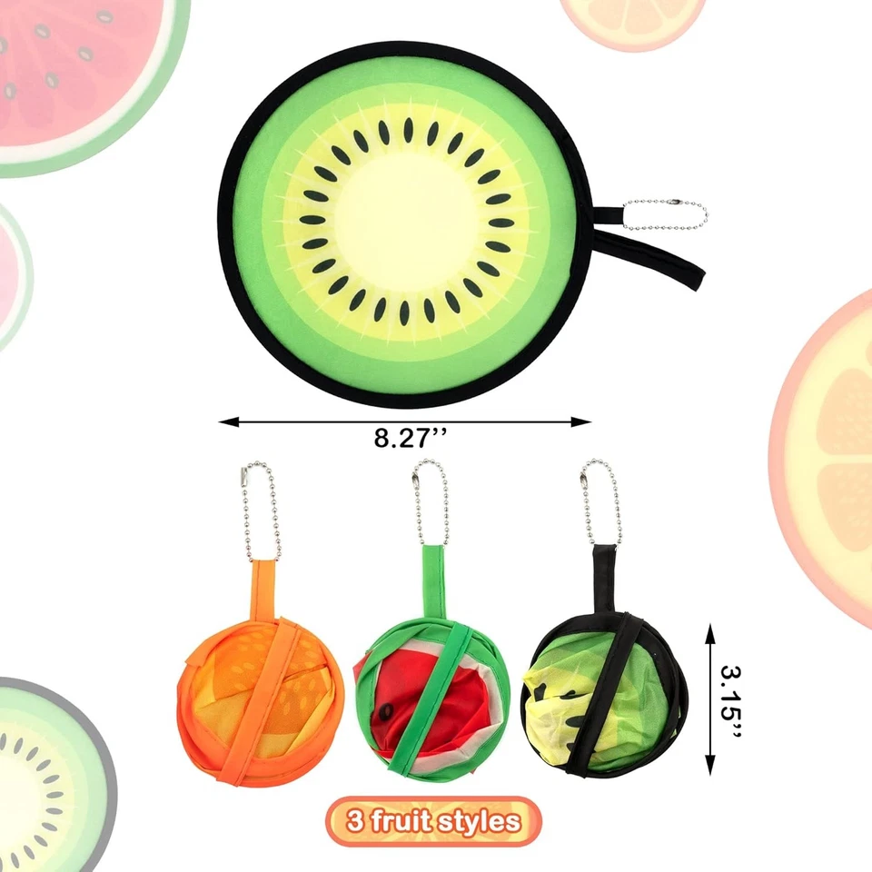 Ventiladores de mano plegables redondos de 3 piezas, ventilador plegable portátil estilo fruta refrigerador Foto 3 de 4