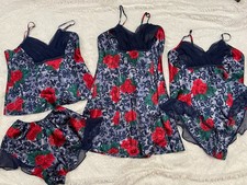 Vtg Silky SATIN Babydoll Nightgown Teddy Camisole Tap Pants Lingerie Lot S/M/L