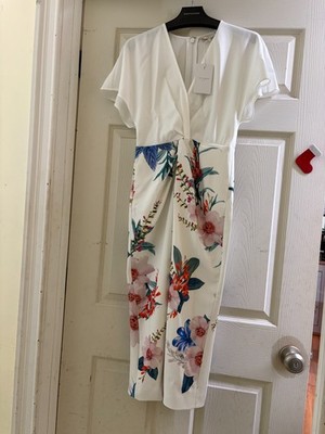 Ted Baker London Nerris Jamboree Twist Detail Midi Dress size 1 (us :0-2)