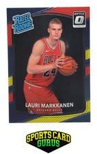2017-18 Donruss Optic #159 Lauri Markkanen Red and Yellow RATED ROOKIE CARD. rookie card picture