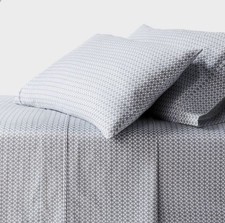 Full 400 Thread Count Performance Sheet Set Blue Geo Threshold NEW