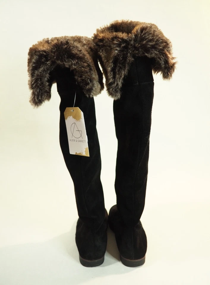 Sam Edelman Orlando Black Suede Knee High Fur Cuffed Pull-on Boots, Size 8 (US) - Image 2 of 4