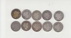 U.S. * (10) SILVER DIFFERENT BARBER DIMES (1892-1916) *