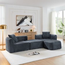 114" Cloud Sectional Couch with L-Shape Chaise, Modular Sofa with Movable Ottom