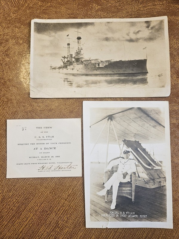 USS Utah 1922 Admiral H.B. Wilson Photos & Dance Invitation Militaria Original