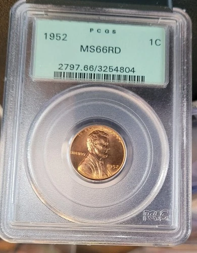 1952 Red Lincoln Cent 1C PCGS MS 66 RD