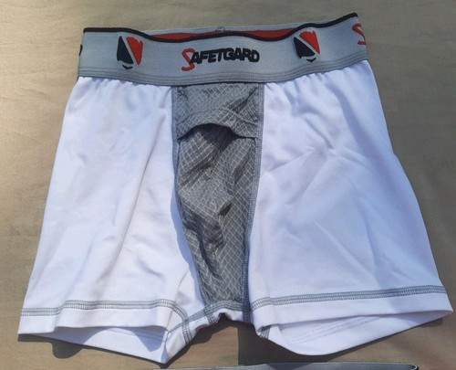 2 pares de calzoncillos boxer Safe-T-Gard con portavasos para jaula jóvenes grandes 70-115 libras-blancos - Imagen 3 de 6