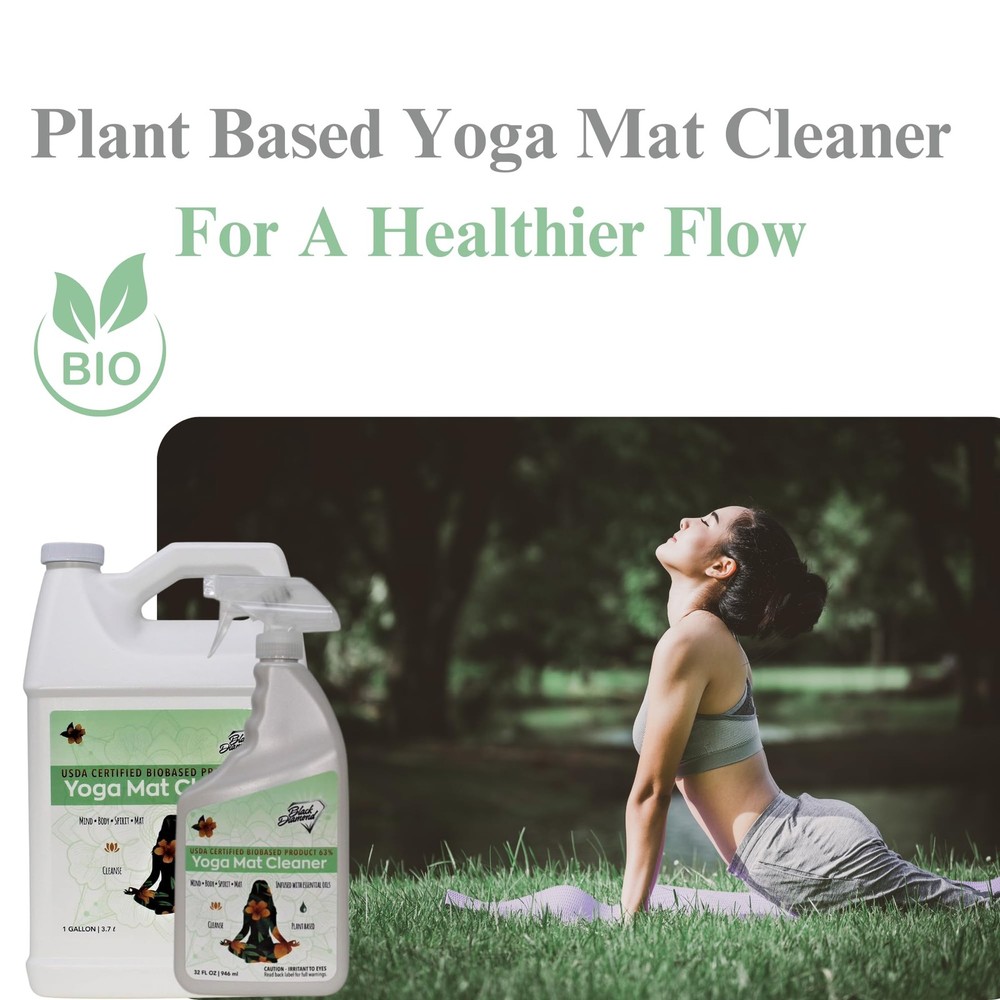 USDA Certified Biodegradable Yoga Mat Cleaner with Essential Oils - Safe for All Mats