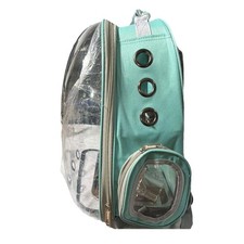 Light Blue Clear Bird Carrier Cage Backpack with Perch, Bowls, Ventilation Holes