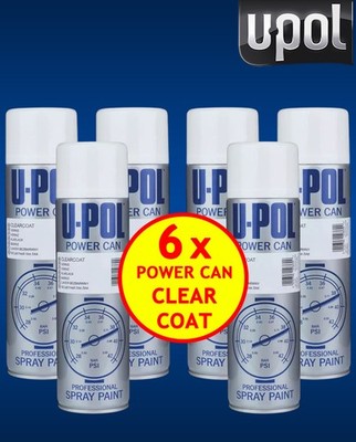 6 x UPOL Power Can Klarlack 500ml PCLC/AL Hochglanzlack Aerosol Spray