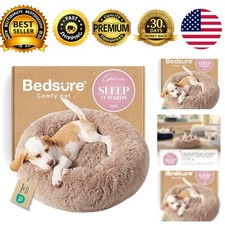 Calming Small Dog Bed Donut Washable Cat Puppy Bed 23 Inch Camel