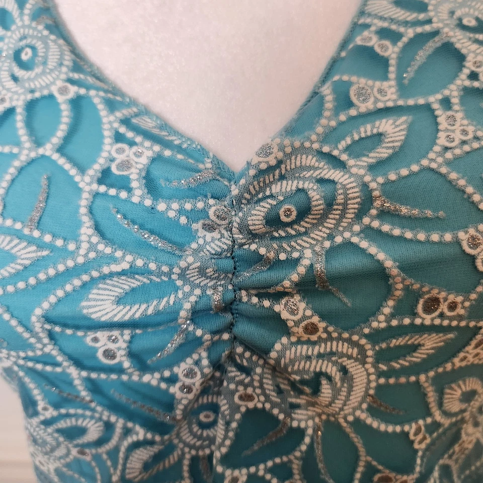 De Colección Años 90 Y2K Envolvente Top Talla Pequeña Juniors Hada Grunge Camisa Brillo Malla Floral Foto 3 de 4