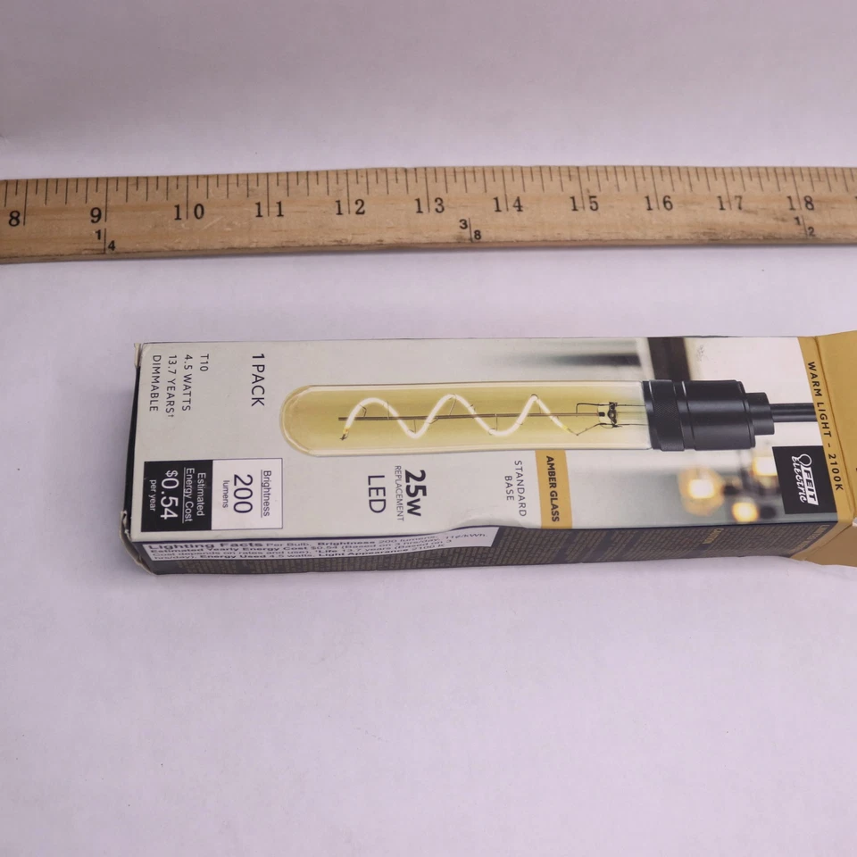 Feit Electric E26 Vintage Edison LED Light Bulb Warm White T10 - Image 2 of 4