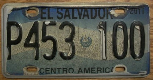 SINGLE EL SALVADOR LICENSE PLATE - P453 100