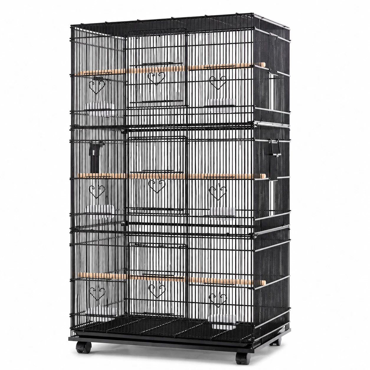 Large Metal Bird Breeding Cage, Carbon Steel Bird Cage with Wheels