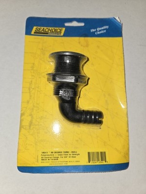 SeaChoice 18541 - 90 Degree Boat Thru-Hull Fitting ~ 3/4'' Hose Fish  Fishing Rod