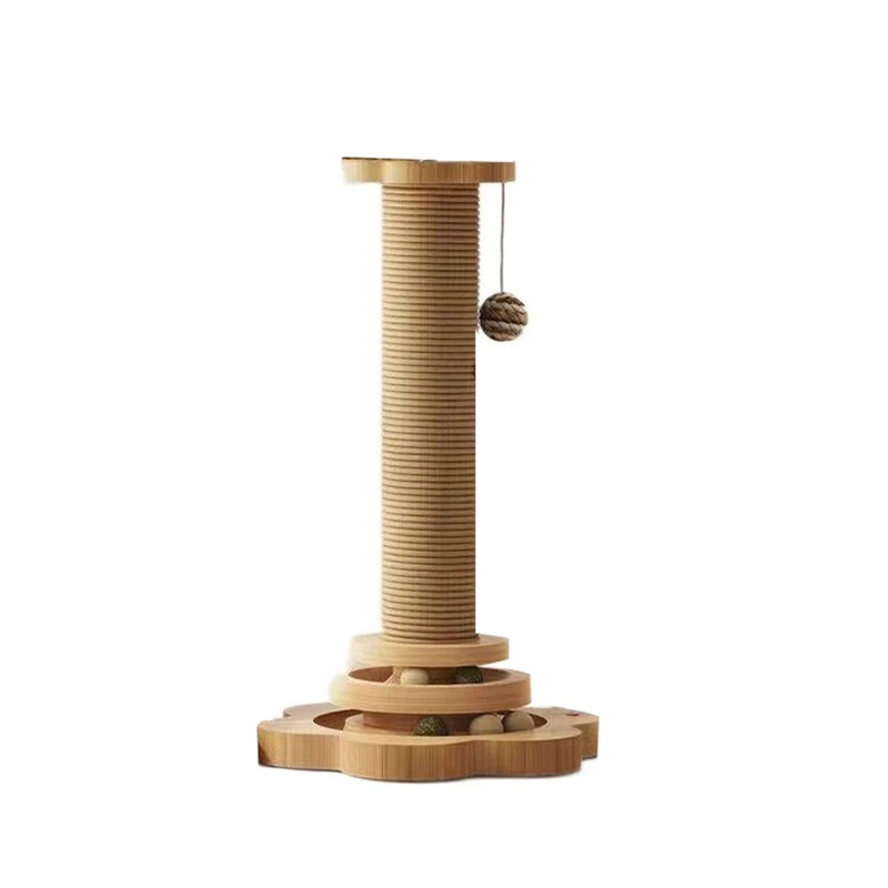 Wood Cat Scratching Post with Ball Toy