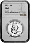 1963 50C Proof Silver Franklin Half Dollar NGC Graded PF 68 White Coin