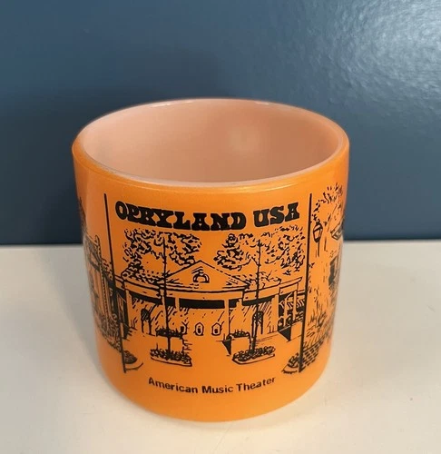 Vintage Opryland USA Theme Park Federal Milk Glass Coffee Mug Orange