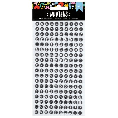 American Crafts WHATEVS MINI ALPHABET (180) PUFFY STICKERS scrapbooking