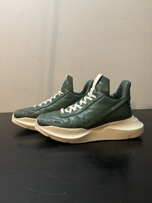 Rick Owens Geth Runner Leather Sneakers Green