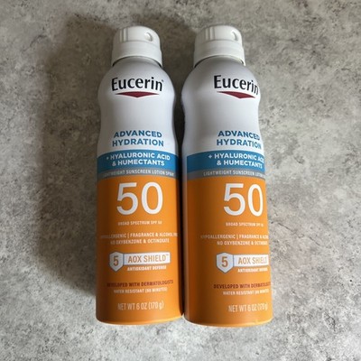2X Eucerin Advanced Hydration Lightweight Sunscreen Lotion Spray SPF 50 - 6oz