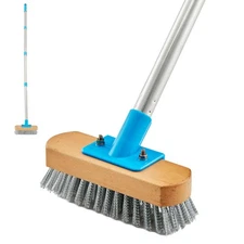 YONILL Stainless Steel Deck Scrub Brush with Long Handle - 60" Heavy Duty Flo...