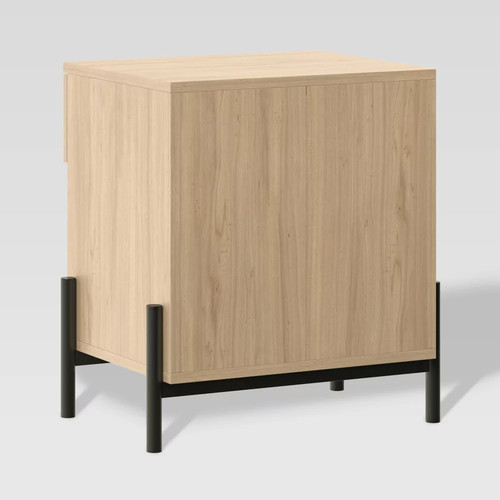Modern Boho Reeded 1 Drawer Storage Nightstand Coastal Oak - Saracina Home - Picture 5 of 12