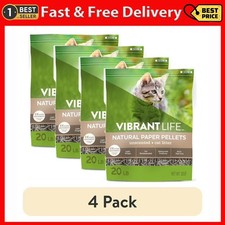 (4 pack) Vibrant Life Natural Paper Pellets Cat Litter, Unscented, 20 lb 1.10 per pound