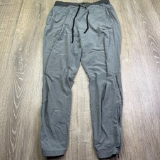 Nike Dri Fit Mens Gray Drawstring Waist Ankle Zip Running Track Pant Size Medium