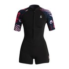 C-Skins NuWave Solace Lite 2mm Womens Flatlock Front Zip Shorty 2025 - Black/Tro