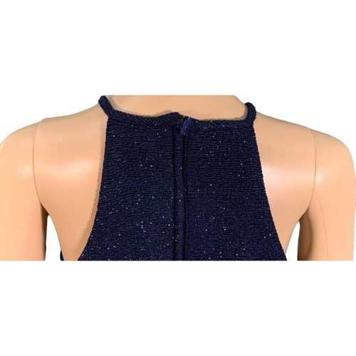 NWT JOVANI NAVY BLUE Fitted Sleeveless Glitter Backless Short Mini Dress SZ. 4 - Picture 9 of 10