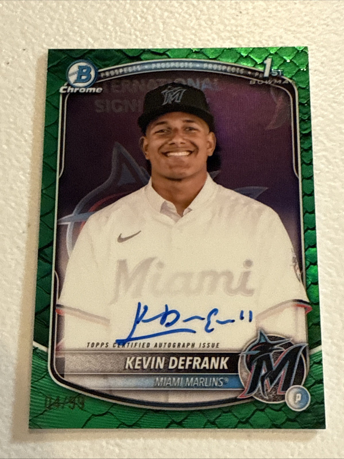 2025 Bowman Chrome Kevin Defrank 1st Bowman Green Reptilian Auto 04/99 #CPA-KD
