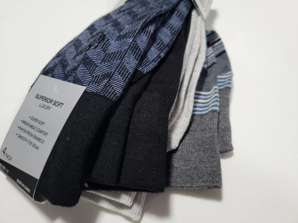 Calcetines de vestir Perry Ellis Portfolio para hombre premium polietileno - mezclados 4 pares talla 7-12 Foto 3 de 4