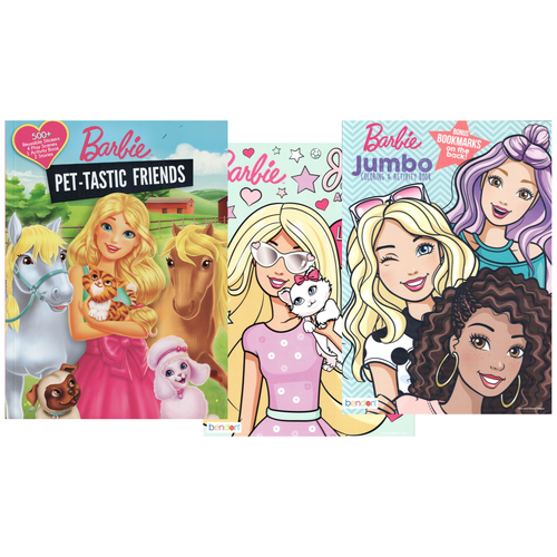 Lot of 3 Barbie Activity Books – Coloring, Activities, Play Scenes, & Stickers!