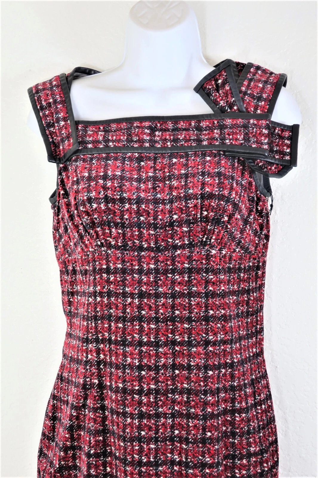 New NWT DSQUARED2 Cotton Leather Trim Bodycon Dress S M 42 4 5 6