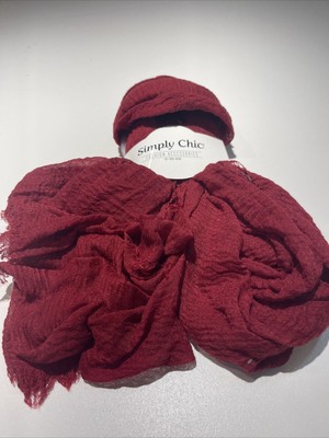 Simply Chic- Womens Red Textured Scarf- One Size