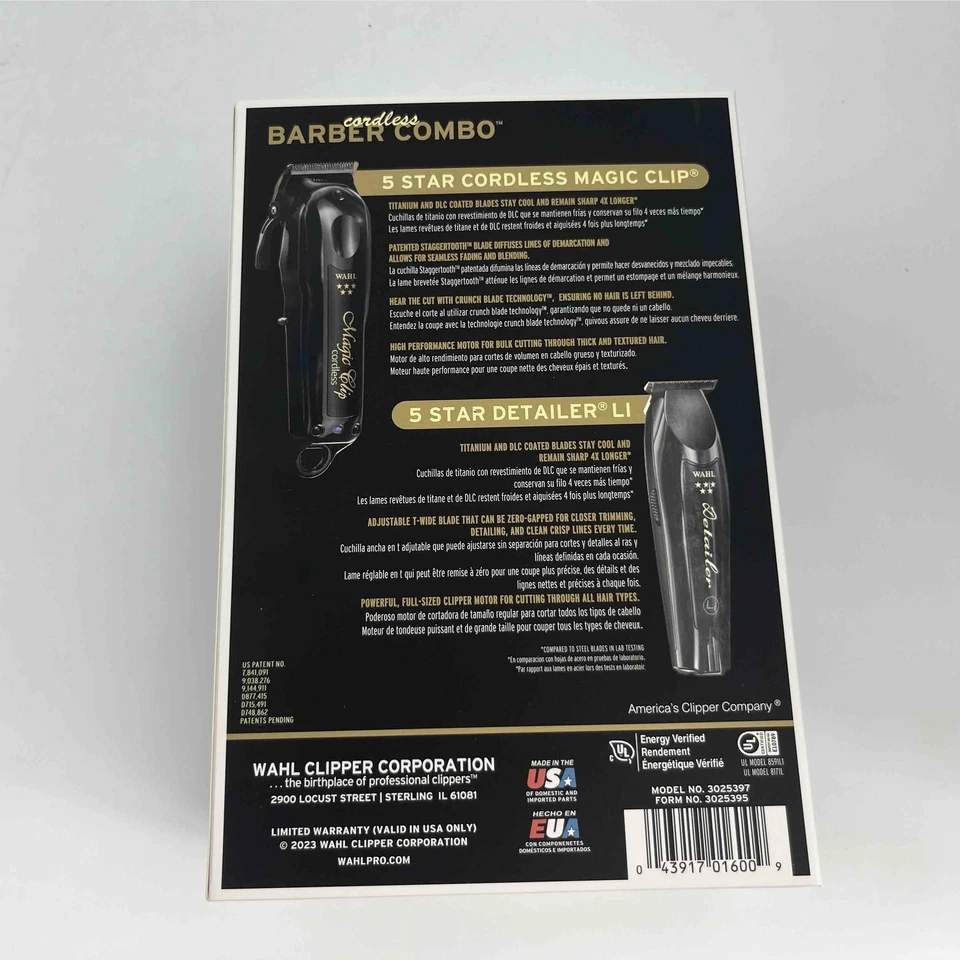 Wahl Cordless Barber Combo Black Magic Clip Clipper & Detailer Trimmer 3025397 - Image 2 of 4