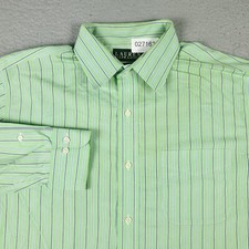 Ralph Lauren Shirt Mens 16.5 Green Striped Dress Button Up Long Sleeve