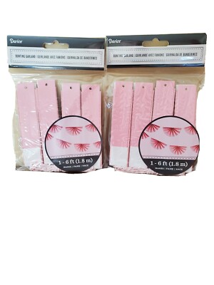 Darice Bunting Garland Pink 30030397 2 Packs (8 Buntings) Baby Girl Baby Shower