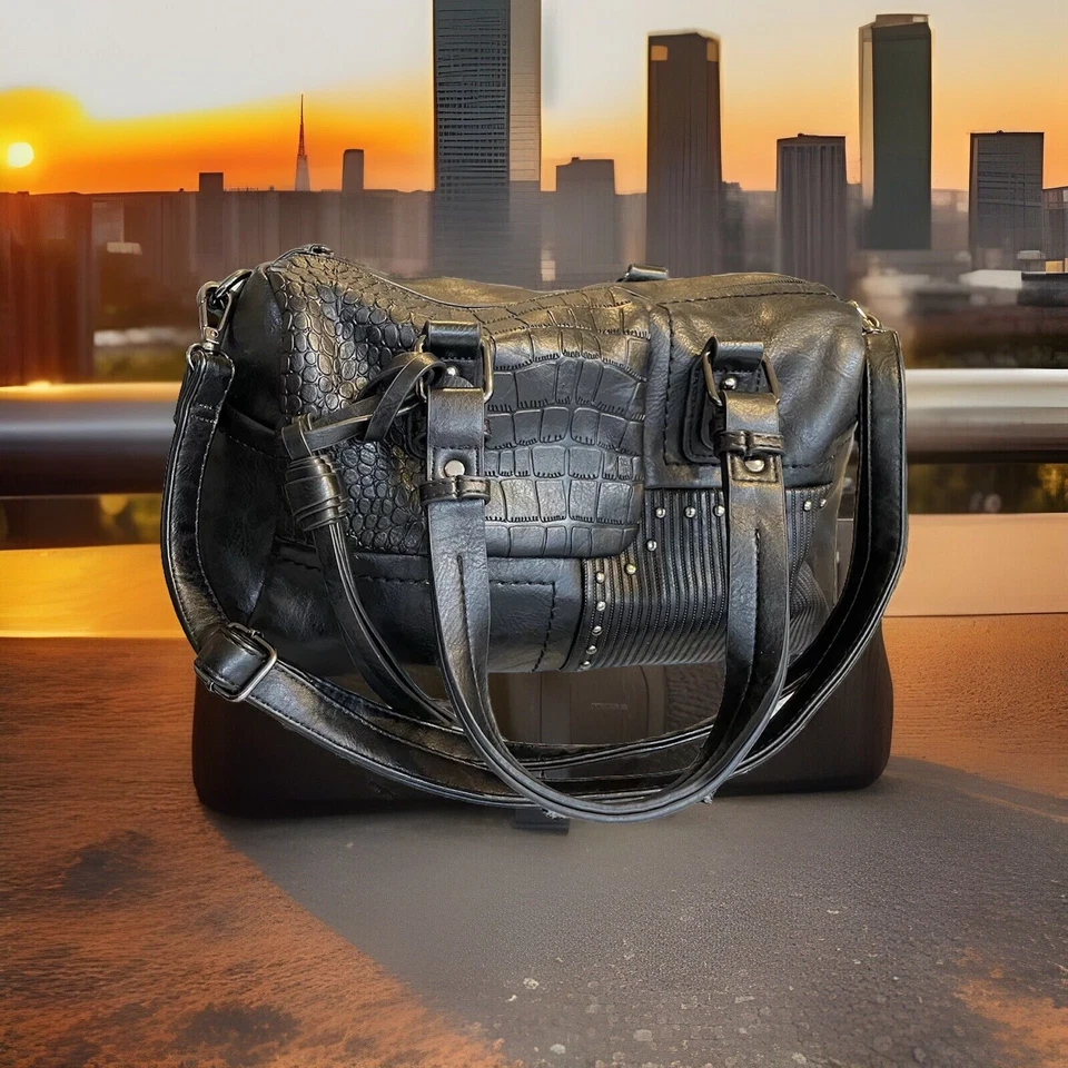 Dasein Womens Soft Vegan Leather Barrel Bag Large Hobo Top Handle Totes Satchel - Image 3 of 4