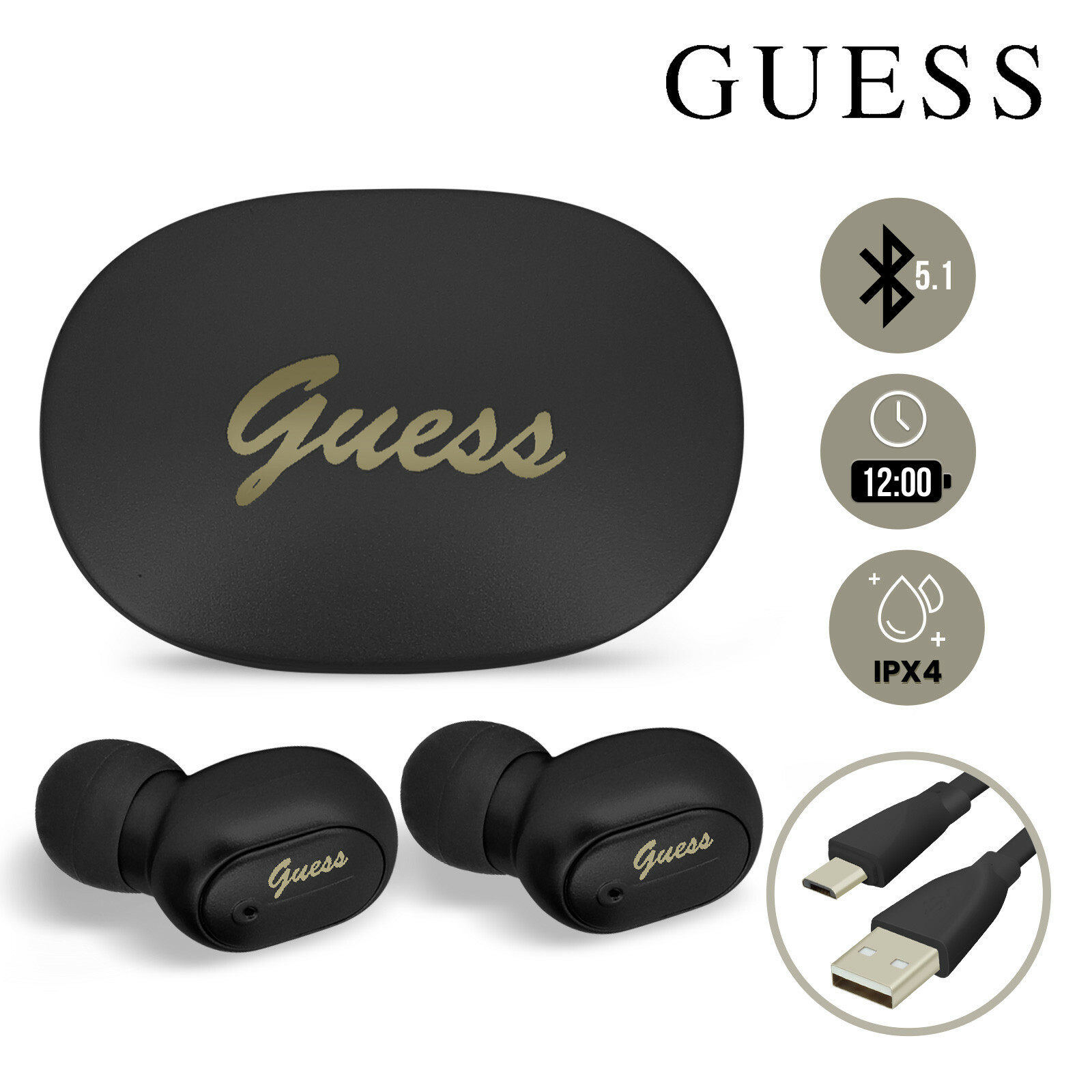 Écouteurs sans-fil Bluetooth 5.1 Guess pour le sport et le télétravail nomade au quotidien