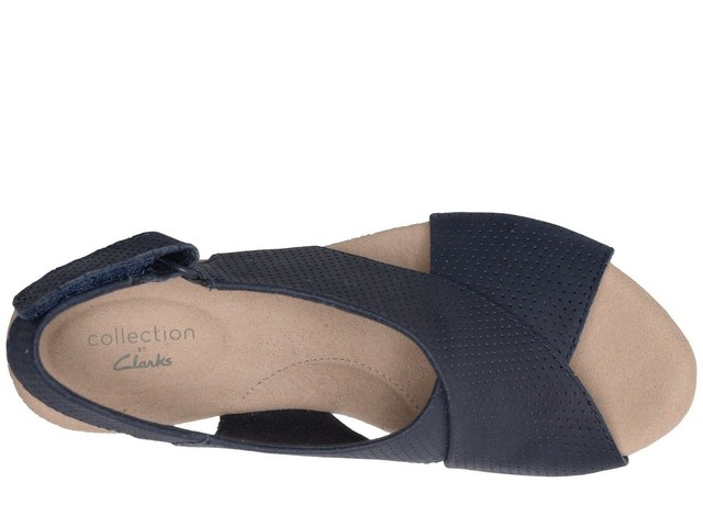Clarks Women's Annadel Parker Wedge Sandal Navy Suede 8 M US for sale online | eBay