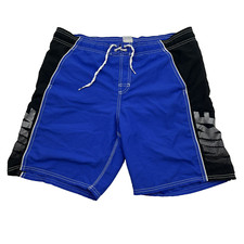 NIKE Men  s XL Swim Trunks Shorts Blue Black Pockets Lined