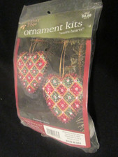 Holiday Time Warm Hearts Beaded Sequin Christmas Ornament Kit 222 Makes 2