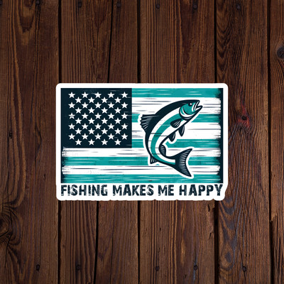 Fishing sticker vinyl decal largemouth bass fishing makes me happy laptop