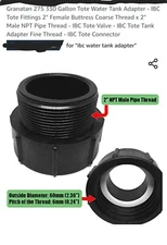 Granatan  275-330 Tote water Adapter 2inch (Coarse thread) Please see pics