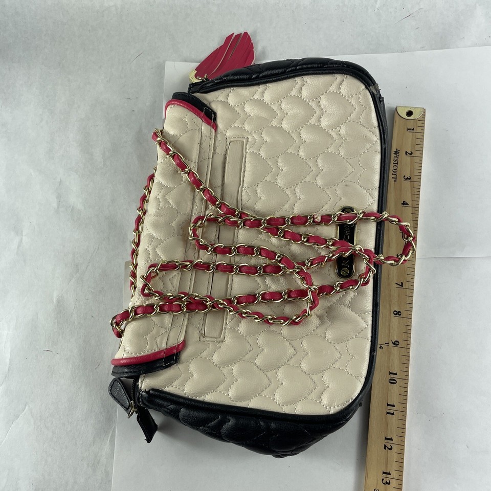 Luv Betsey By Betsey Johnson Tan Black & Pink Quilted Crossbody