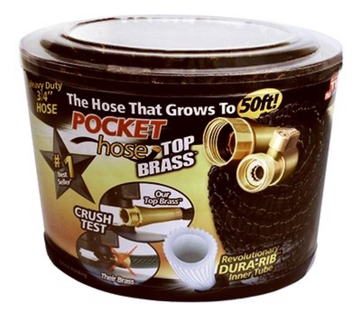 POCKET HOSE Top Brass Expandable 50 Feet Garden Hose Lightweight