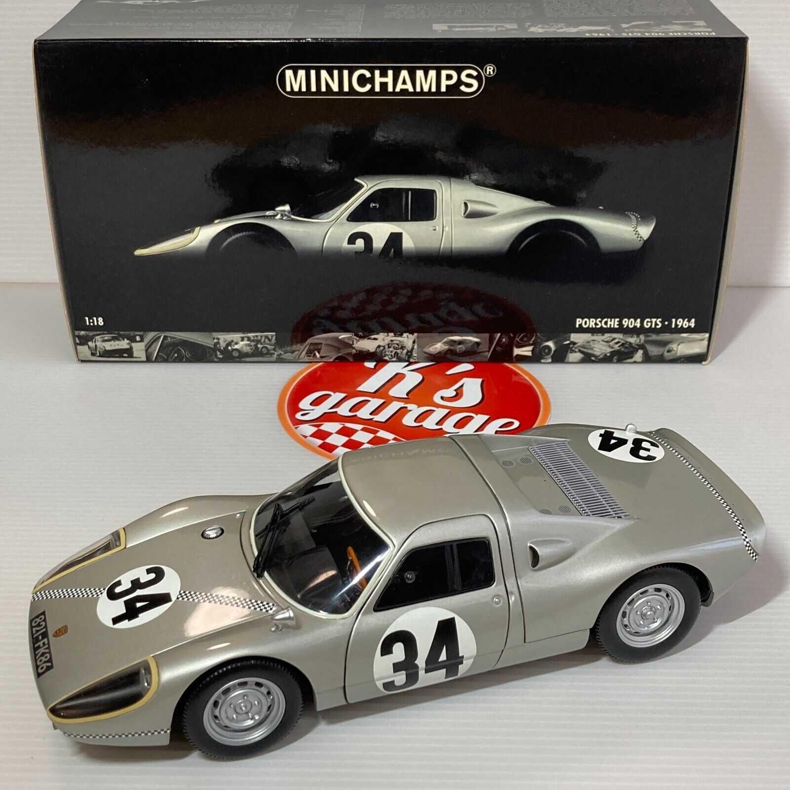 MINICHAMPS 1/18 Porsche 904 GTS 1964 Le Mans #34 Silver Buchet Ligier  180646734